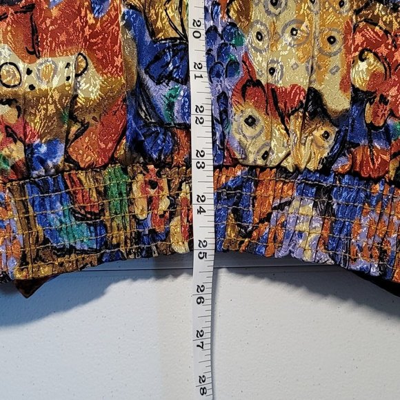 VTG Women's Alli Petites Of Cali Size 14 Golden Floral Button Down Top Jacket - Picture 4 of 12